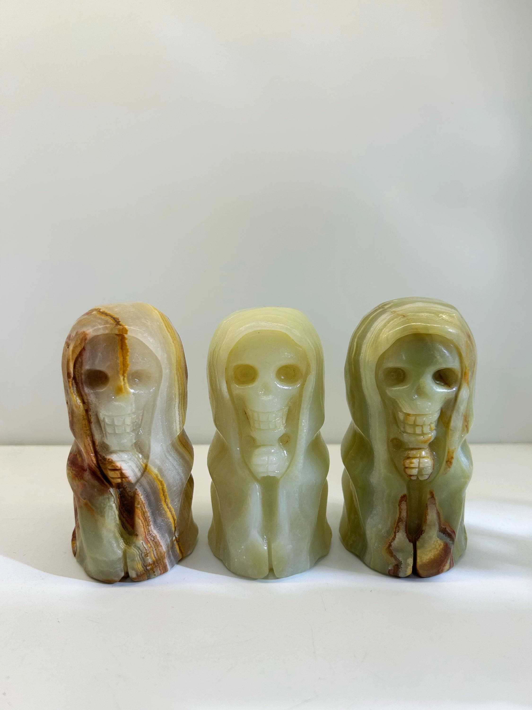 Afghan Jade Ghost Figurine, Natural Crystal Halloween Decor, Polished Stone Collectible