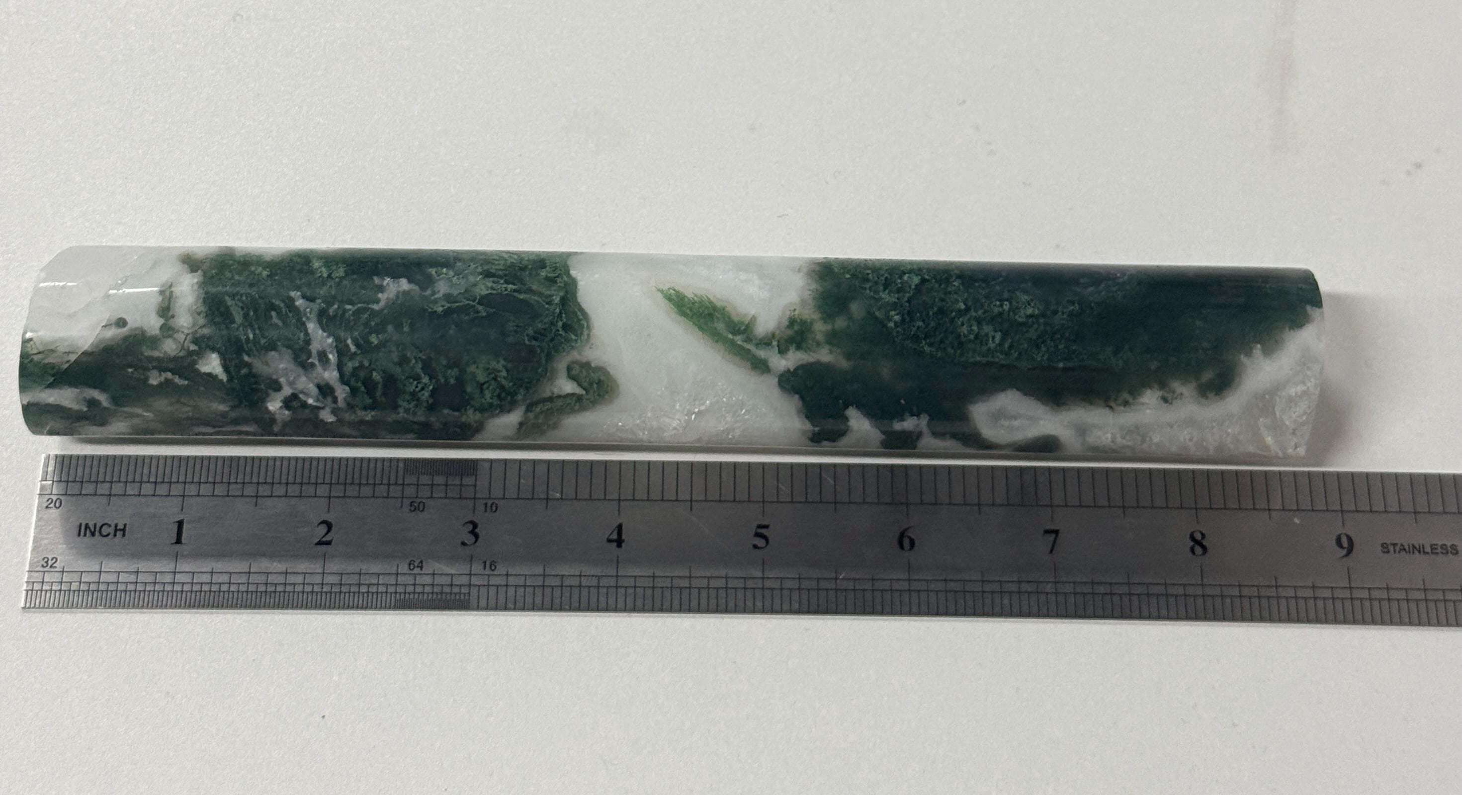 Moss Agate Massage Wand Natural Polished Crystal Healing Tool Reiki Meditation Gift