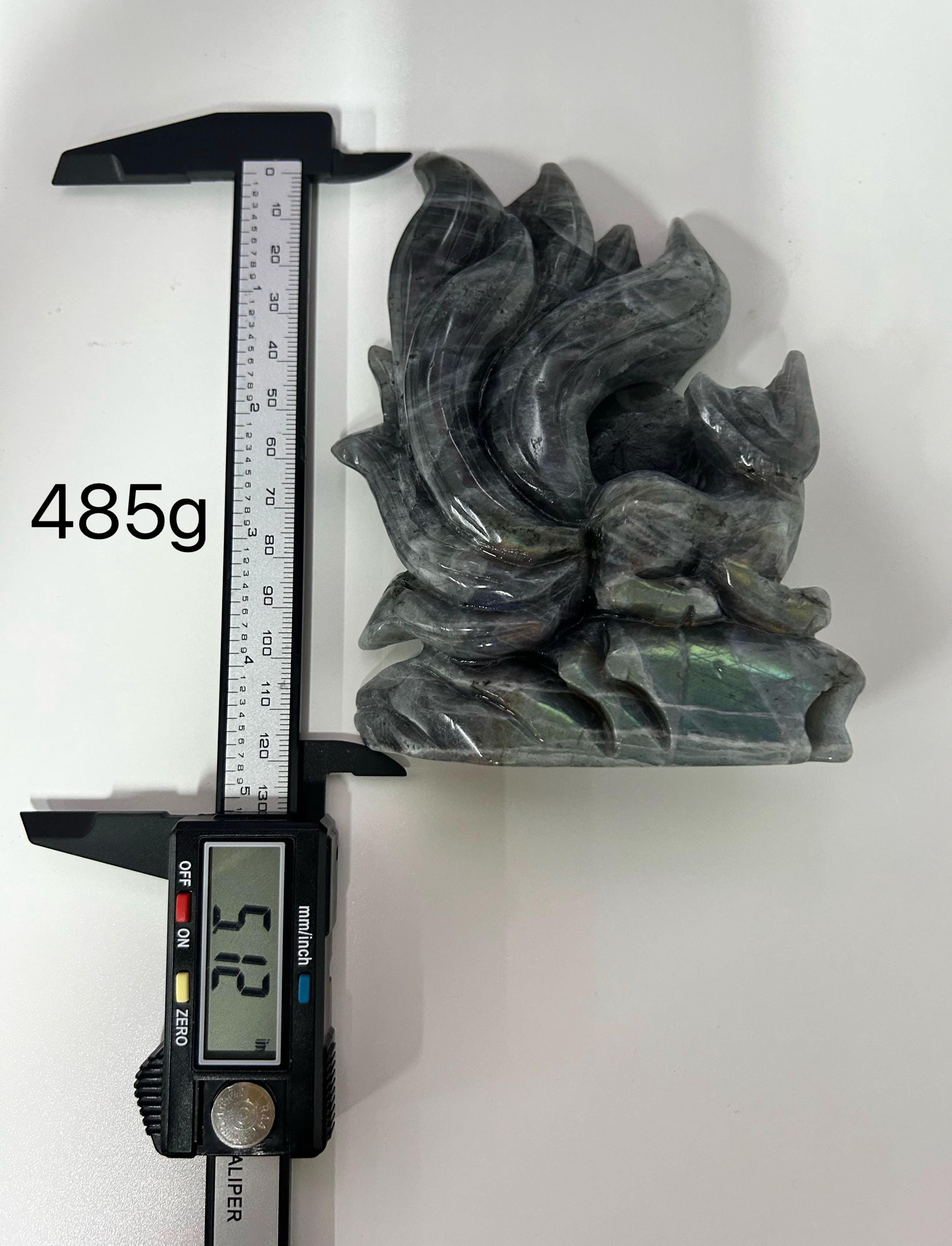 Labradorite Nine Tailed Fox Carving, Natural Stone, Spiritual Home Decor