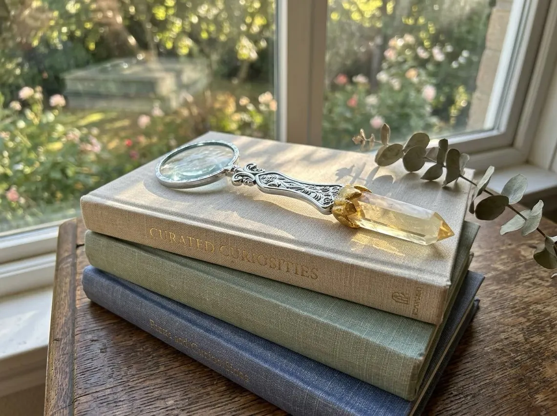 Crystal Handle Magnifying Glass – Hand-Assembled Gemstone and Alloy Desk Accessory