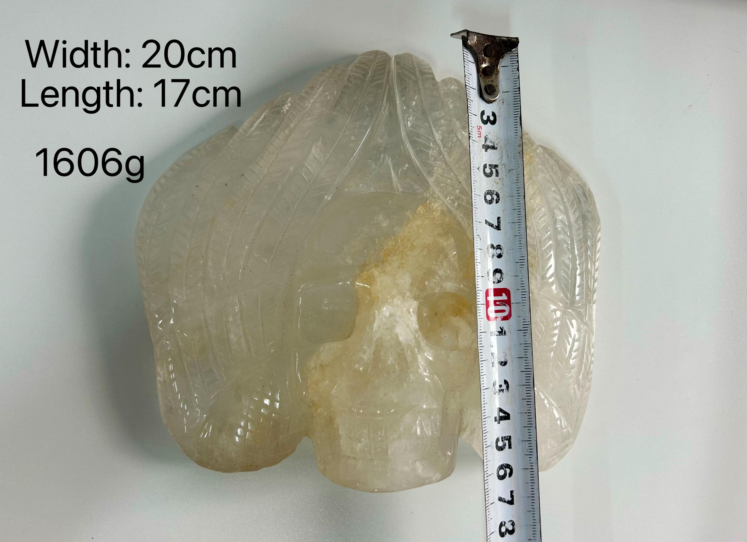 White Crystal Skull, Natural Quartz Skull Figurine, crystal collectible, Gothic Fantasy or Shelf Display Decor