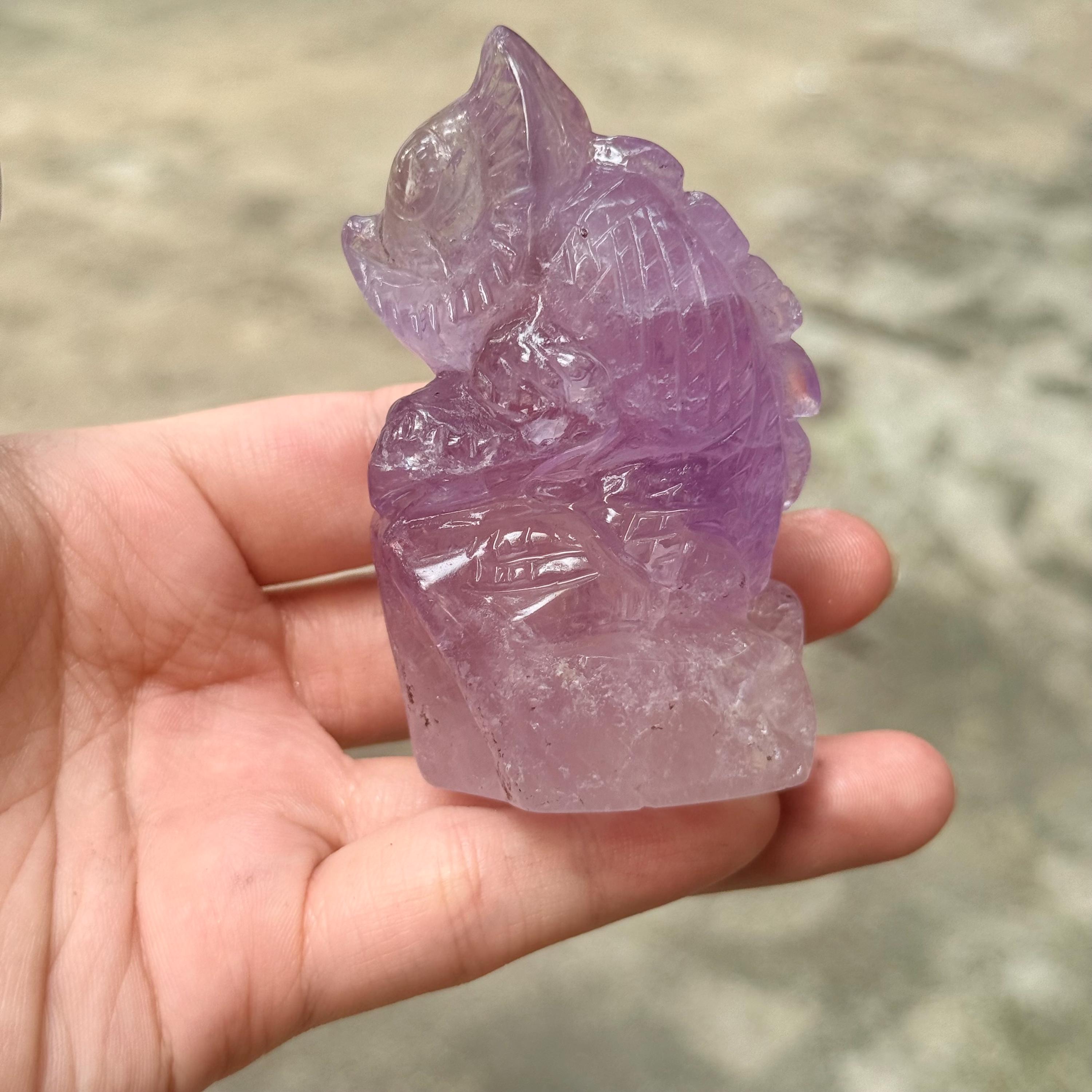 Amethyst Lizard Carving Crystal Animal Figurine Reptile Gift Home Decor