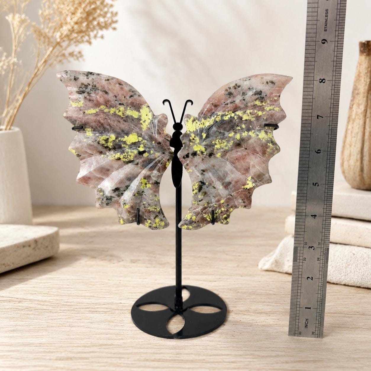 Handmade Natural Gemstone Butterfly Sculpture, Crystal Decor, Spiritual Ornament