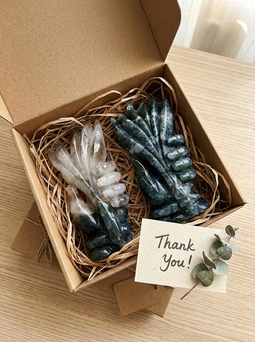 Moss Agate Hand Sculpture, Natural Crystal Hand Figurine, Stone Altar Decor, Meditation Space Crystal, Moss Agate Collectible