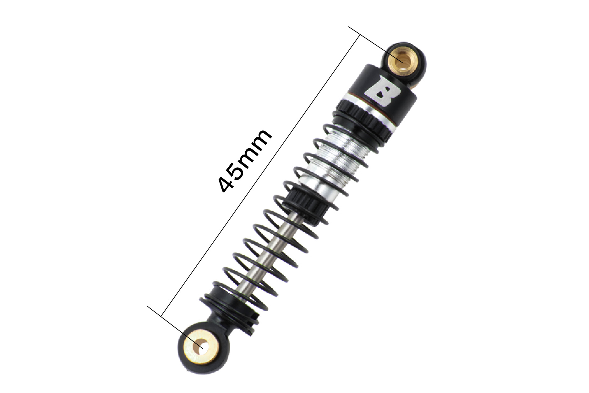 BATRAZZI 45mm Oil-filled Aluminum Shocks with Quick-Release for FMS FCX24 & FCX18 Silver (4pcs)