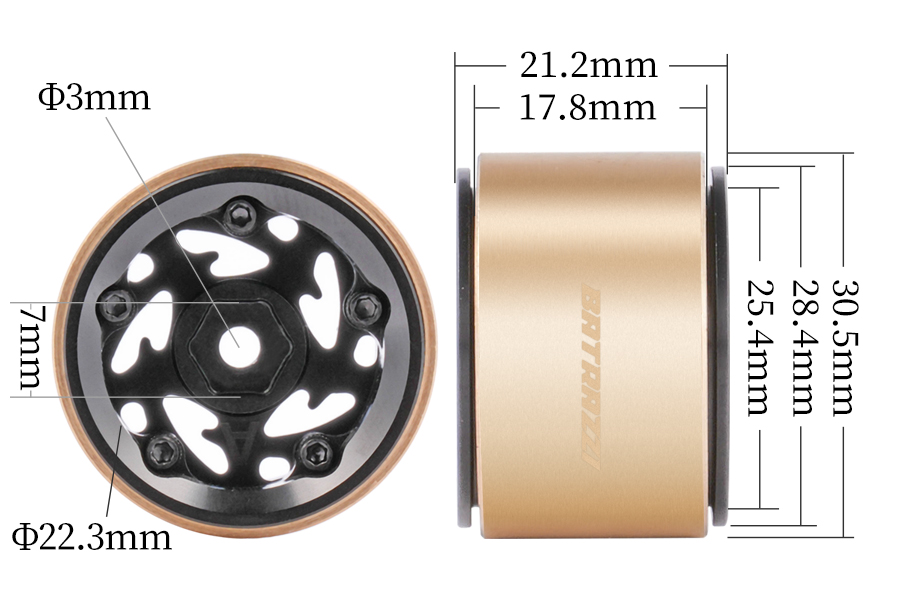 BATRAZZI Aluminum 1.0” Stellar Racing Beadlock Wheels Black (4pcs)