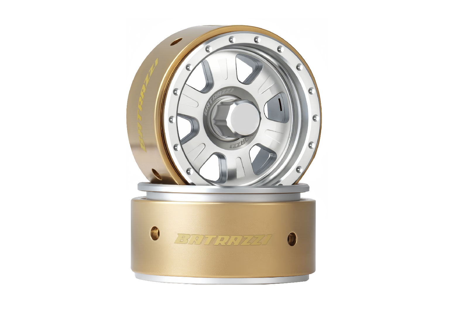 BATRAZZI Aluminum 1.2" Rogue Beadlock Wheels Silver with bold blue accents (2pcs)