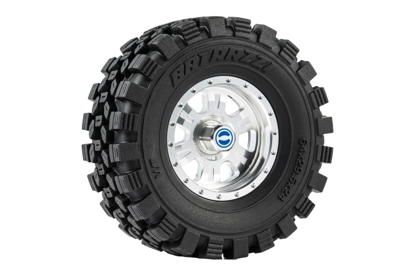 BATRAZZI Aluminum 1.2" Rogue Beadlock Wheels Silver with bold blue accents (2pcs)