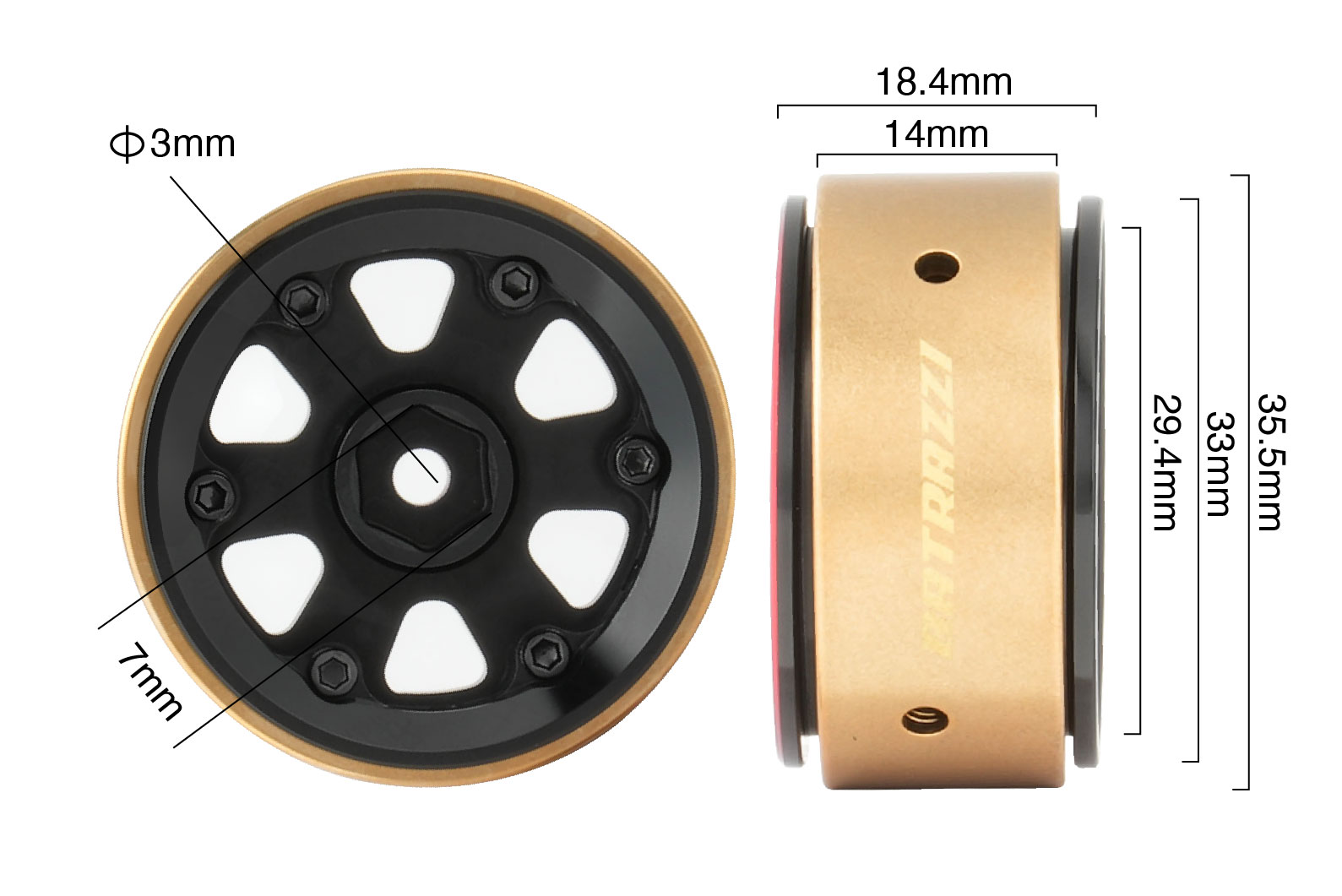 BATRAZZI Aluminum 1.2” Rogue Beadlock Wheels Black (2pcs)