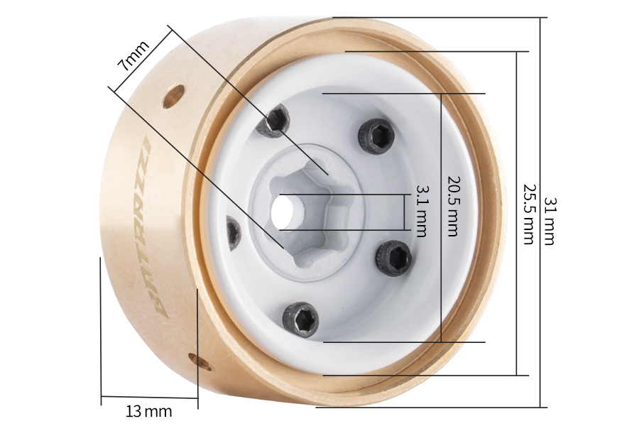BATRAZZI 0.9" Aluminum Star Road Wheels White 4pcs for SCX24/CR24/FCX24M (D90/D110 & Tacoma)