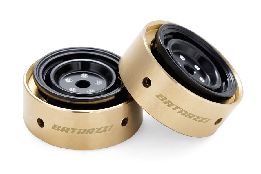 BATRAZZI 0.8" Aluminum 4-Slot Road Wheels Black 4pcs for SCX24/CR24/FCX24M (Discovery/Range Rover)