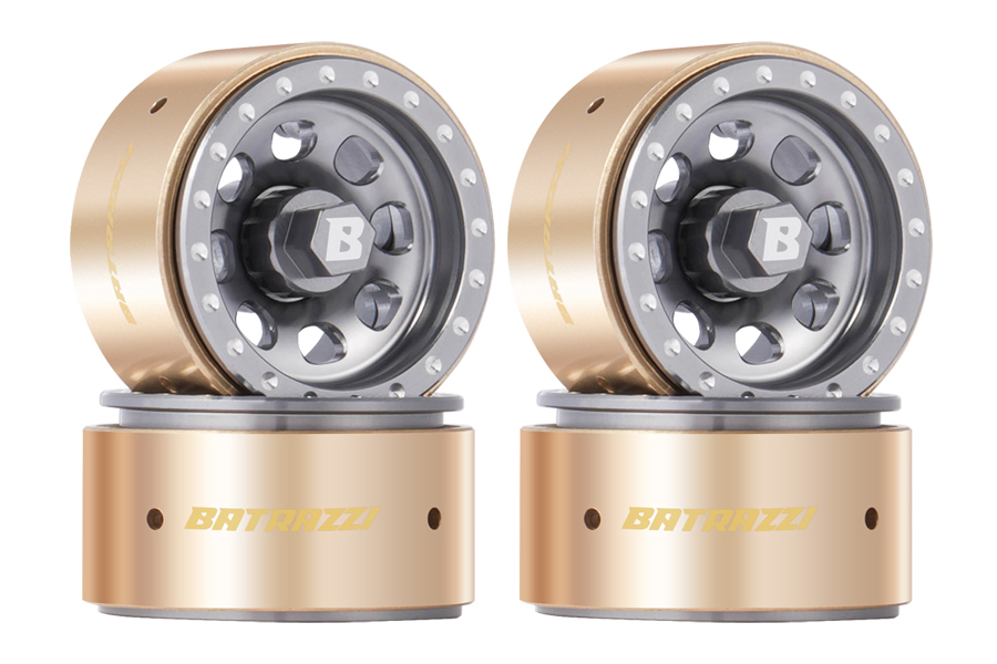 BATRAZZI Aluminum 1.0" D-Hole Beadlock Wheels Gun Metal (4pcs)