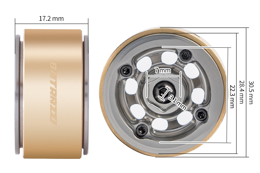 BATRAZZI Aluminum 1.0" D-Hole Beadlock Wheels Gun Metal (4pcs)