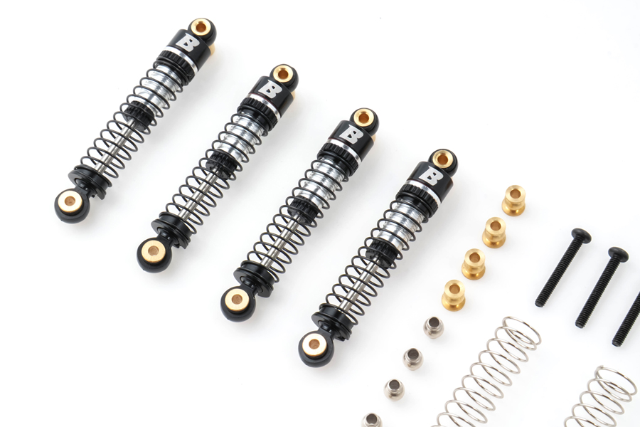 BATRAZZI 45mm Oil-filled Aluminum Shocks with Quick-Release for FMS FCX24 & FCX18 Silver (4pcs)