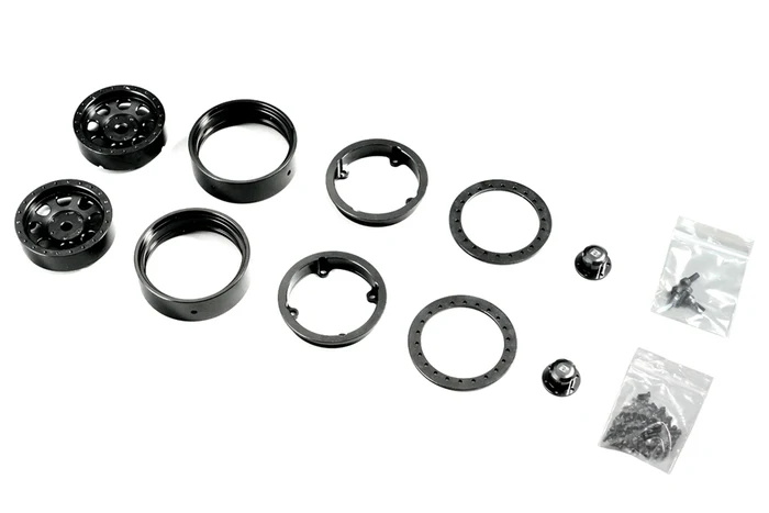 BATRAZZI 1.9" Aluminum D-Hole Beadlock Wheels Black (2pcs)