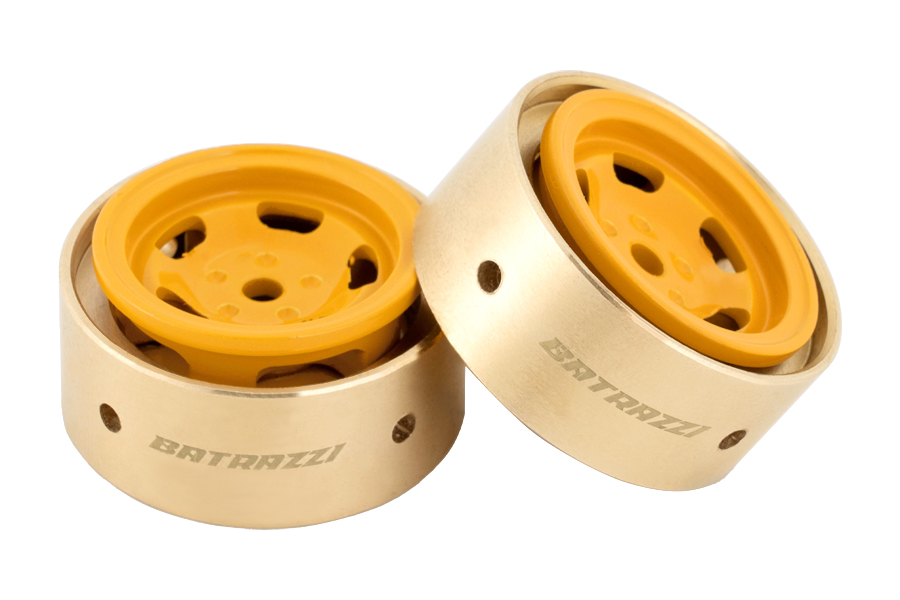 BATRAZZI 0.9" Aluminum Star Road Wheels Yellow 4pcs for SCX24/CR24/FCX24M (D90/D110)
