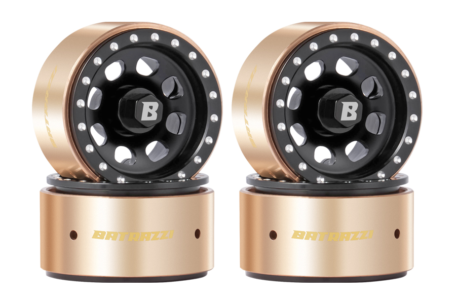 BATRAZZI Aluminum 1.0" D-Hole Beadlock Wheels Black (4pcs)