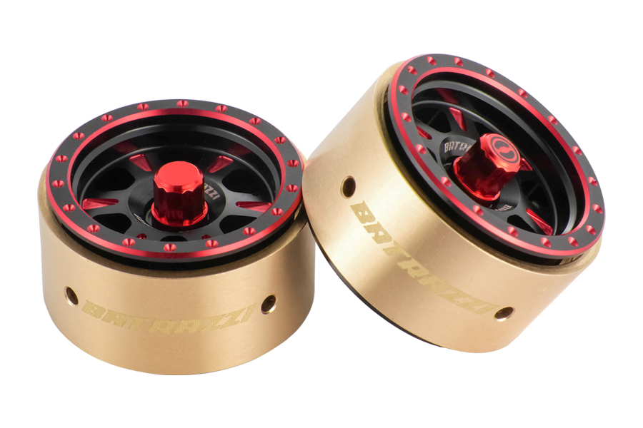 BATRAZZI 1.0” Rogue Beadlock Wheels Black with bold red accents (2pcs)