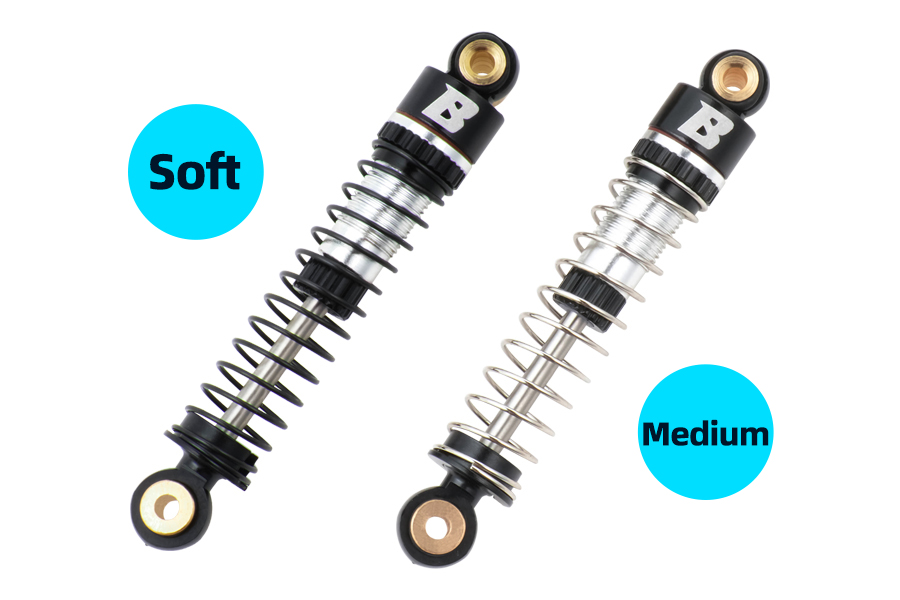 BATRAZZI 45mm Oil-filled Aluminum Shocks with Quick-Change for FMS FCX24 & FCX18 Silver (4pcs)