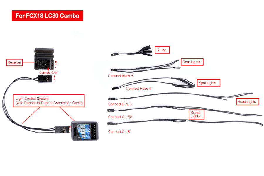 Batrazzi Light Control System Set for Ctrl Frk Brushless System for FCX18 LC80
