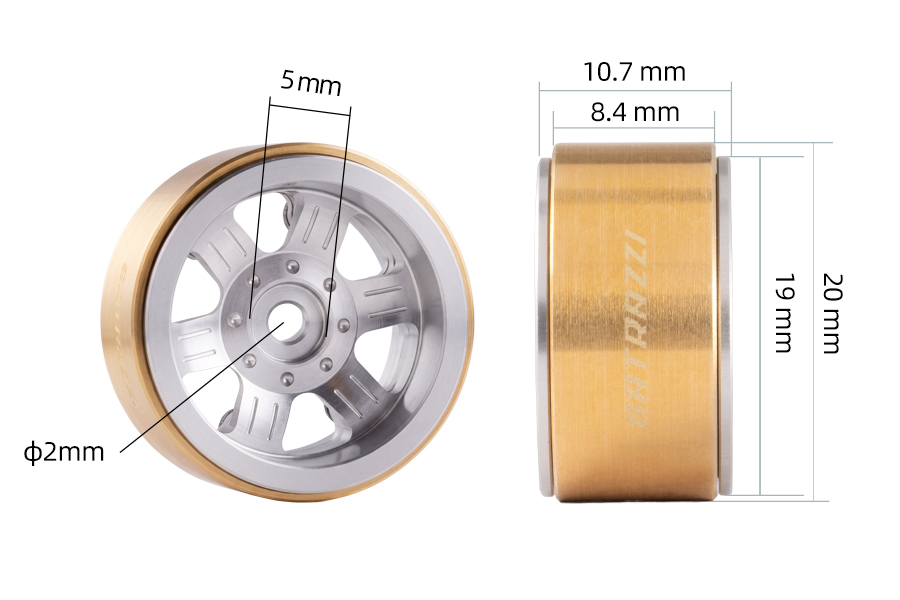 BATRAZZI Aluminum 0.7" Broadside 8-Lug Beadlock Wheels for Axial SCX30 (4pcs)