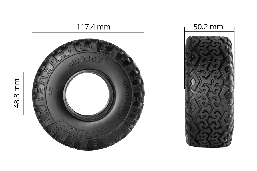 BATRAZZI 117.4*50.2mm Mudboy 1.9" A/T Tires (2pcs)