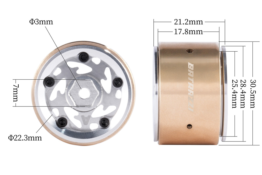 BATRAZZI Aluminum 1.0” Stellar Racing Beadlock Wheels (4 pcs)