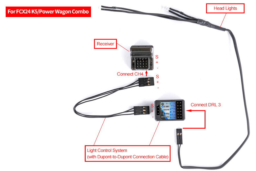 Batrazzi Light Control System Set for Ctrl Frk Brushless System for FMS FCX24 K5 and Power Wagon