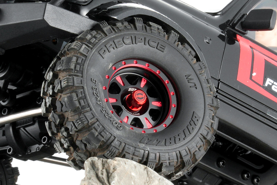 BATRAZZI 1.0” Rogue Beadlock Wheels Black with bold red accents (2pcs)