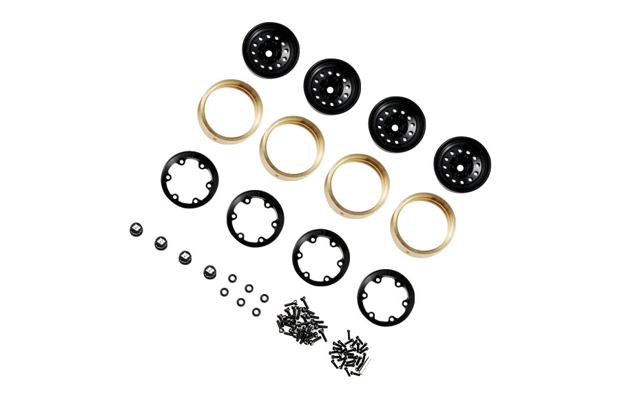 BATRAZZI Aluminum 1.0” Revolver Beadlock Wheels 4pcs(Silver / Black / Silver & Gold)