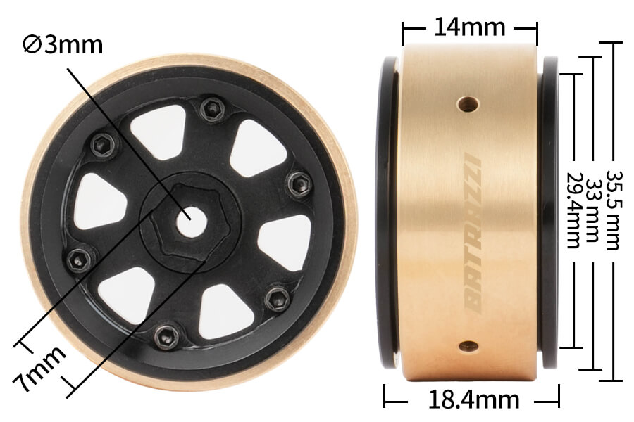 BATRAZZI Aluminum 1.2” Rogue Beadlock Wheels 4pcs (Solid Black)