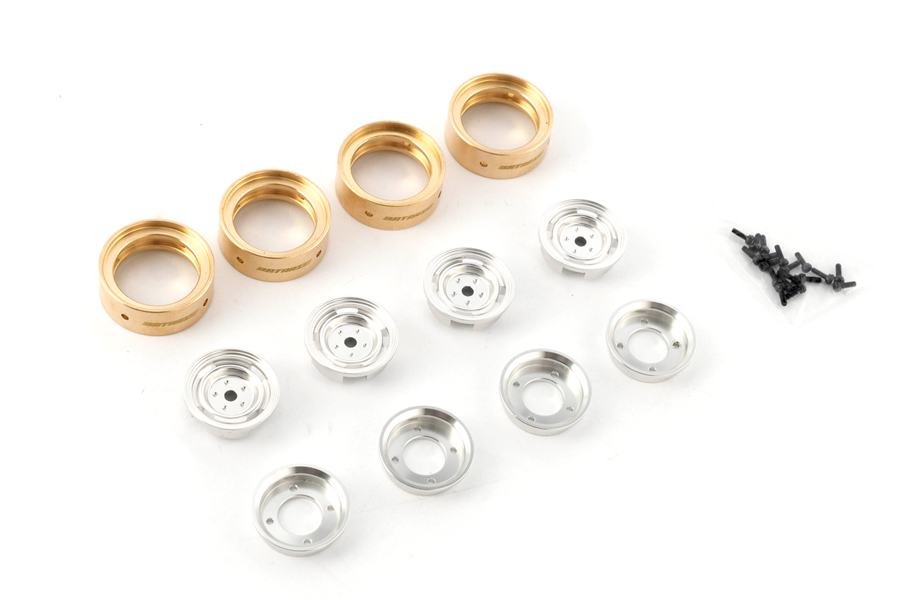 BATRAZZI 0.8" Aluminum 4-Slot Road Wheels Silver 4pcs for SCX24/CR24/FCX24M (Discovery/Range Rover)