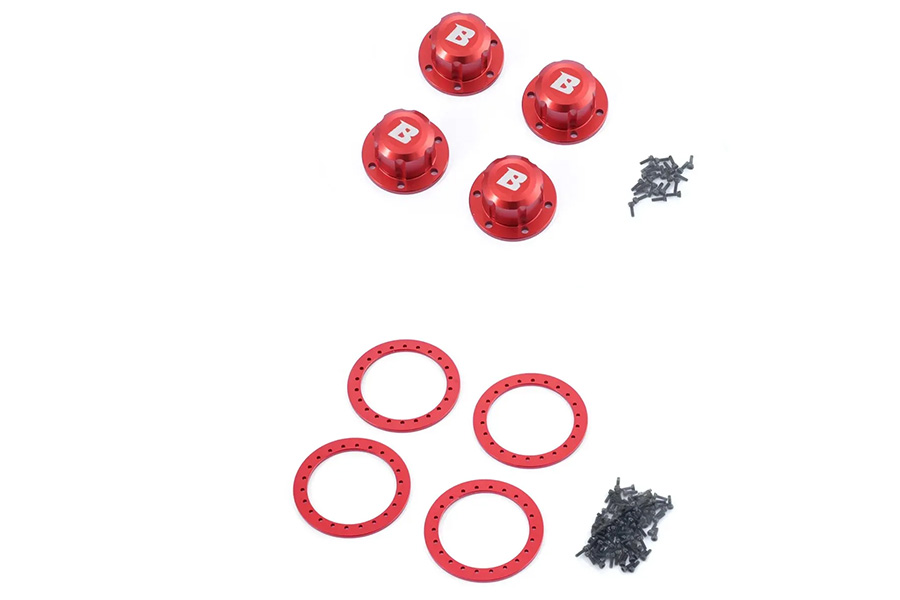 BATRAZZI 1.9" Aluminum Beadlock Rings & Hubcaps Combo (4pcs/set)