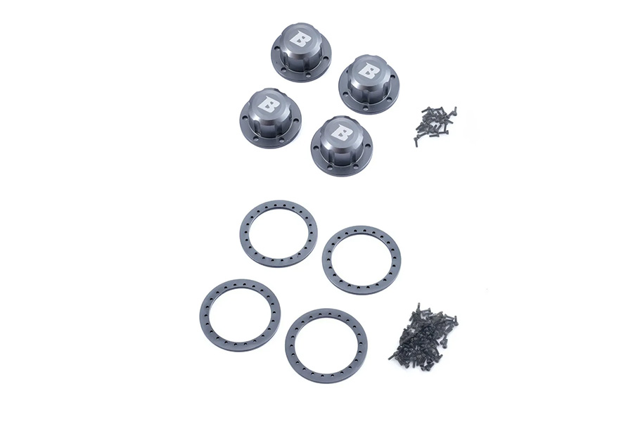 BATRAZZI 1.9" Aluminum Beadlock Rings & Hubcaps Combo (4pcs/set)