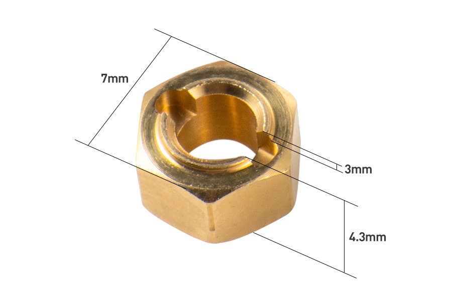 BATRAZZI Brass 7mm Wheel Hex Hub Adapter for FCX18 II