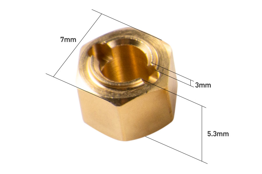 BATRAZZI Brass 7mm Wheel Hex Hub Adapter for FCX18 II