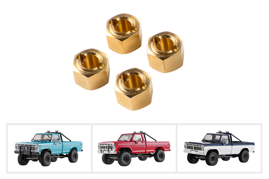 BATRAZZI Brass 7mm Wheel Hex Hub Adapter for FCX18 II