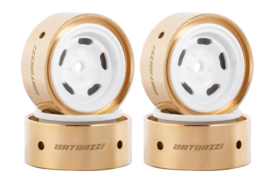 BATRAZZI 0.9" Aluminum Star Road Wheels White 4pcs for SCX24/CR24/FCX24M (D90/D110)