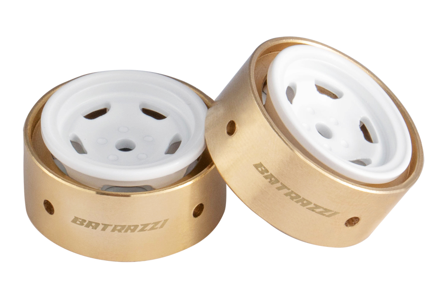 BATRAZZI 0.9" Aluminum Star Road Wheels White 4pcs for SCX24/CR24/FCX24M (D90/D110)