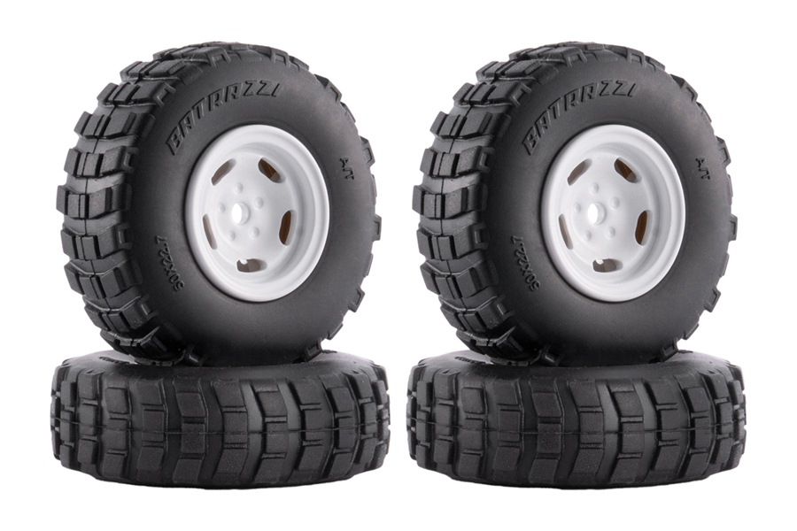 BATRAZZI 0.9" Aluminum Star Road Wheels White 4pcs for SCX24/CR24/FCX24M (D90/D110)