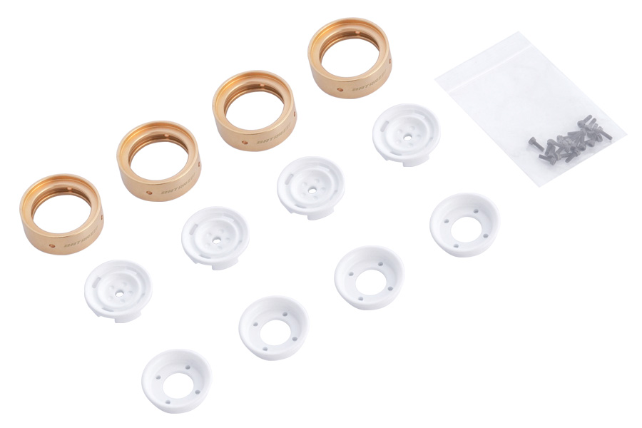 BATRAZZI 0.8" Aluminum 4-Slot Road Wheels White 4pcs for SCX24/CR24/FCX24M (Discovery/Range Rover)