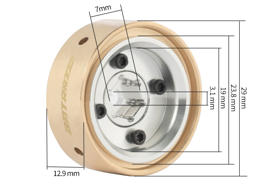 BATRAZZI 0.8" Aluminum 4-Slot Road Wheels Silver 4pcs for SCX24/CR24/FCX24M (Discovery/Range Rover)