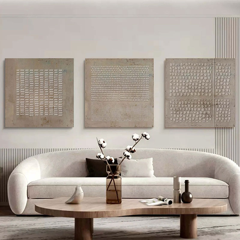 Plaster Art Painting hand - painted Set Of 3 #HM675