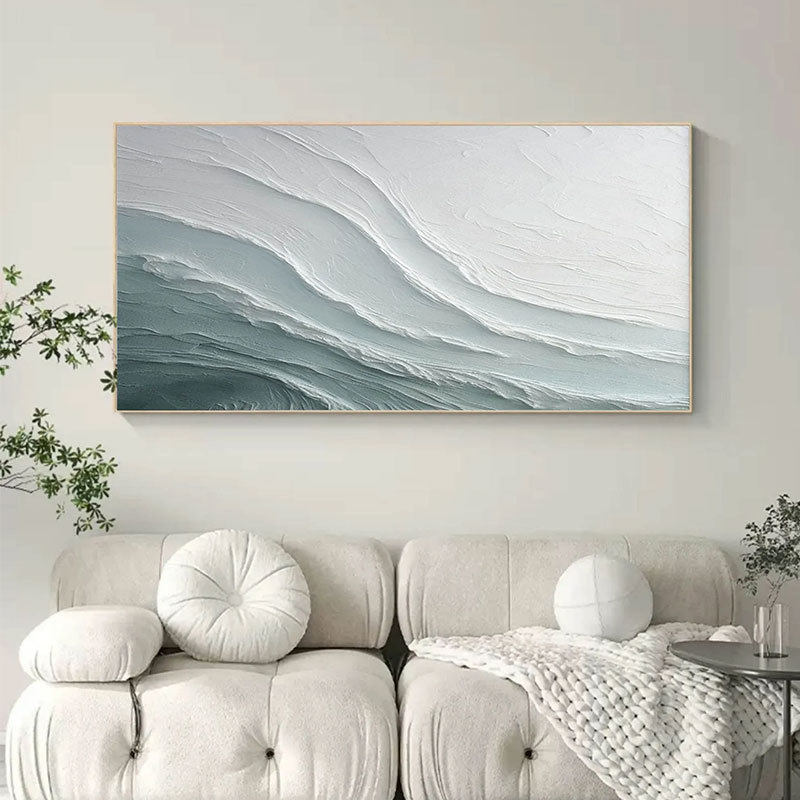 Blue and white beach painting plaster canvas painting