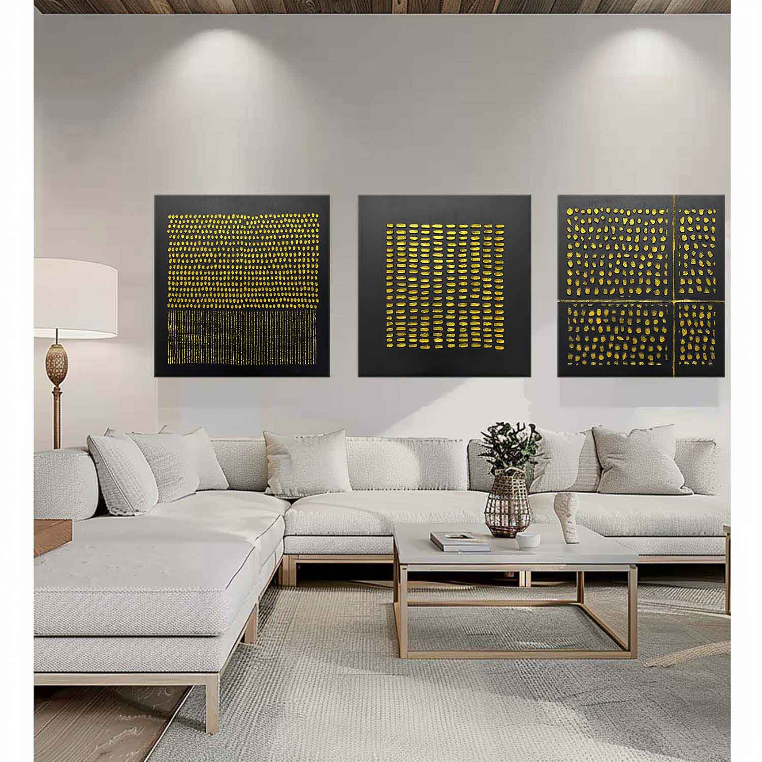 Plaster Art Painting hand - painted Set Of 3 #HM1280