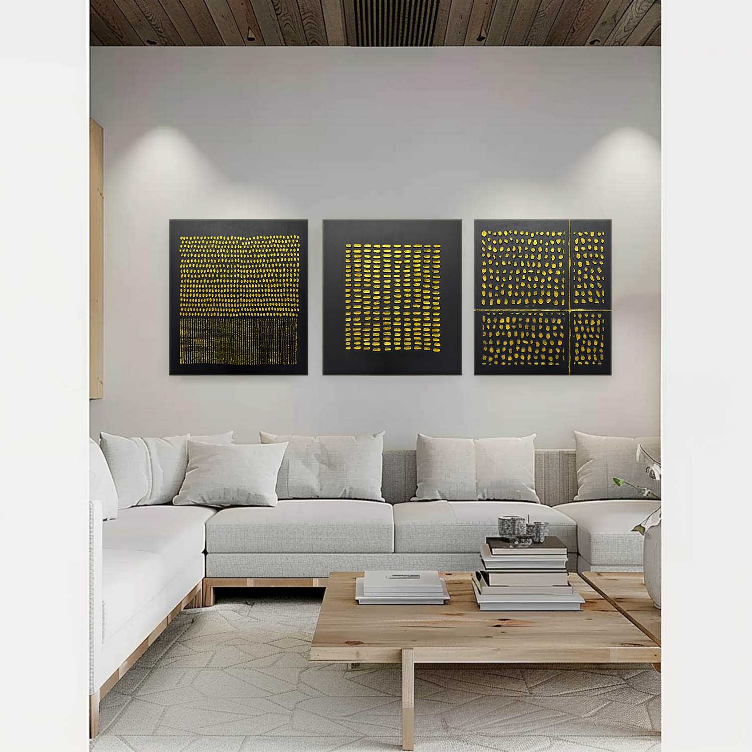 Plaster Art Painting hand - painted Set Of 3 #HM1280