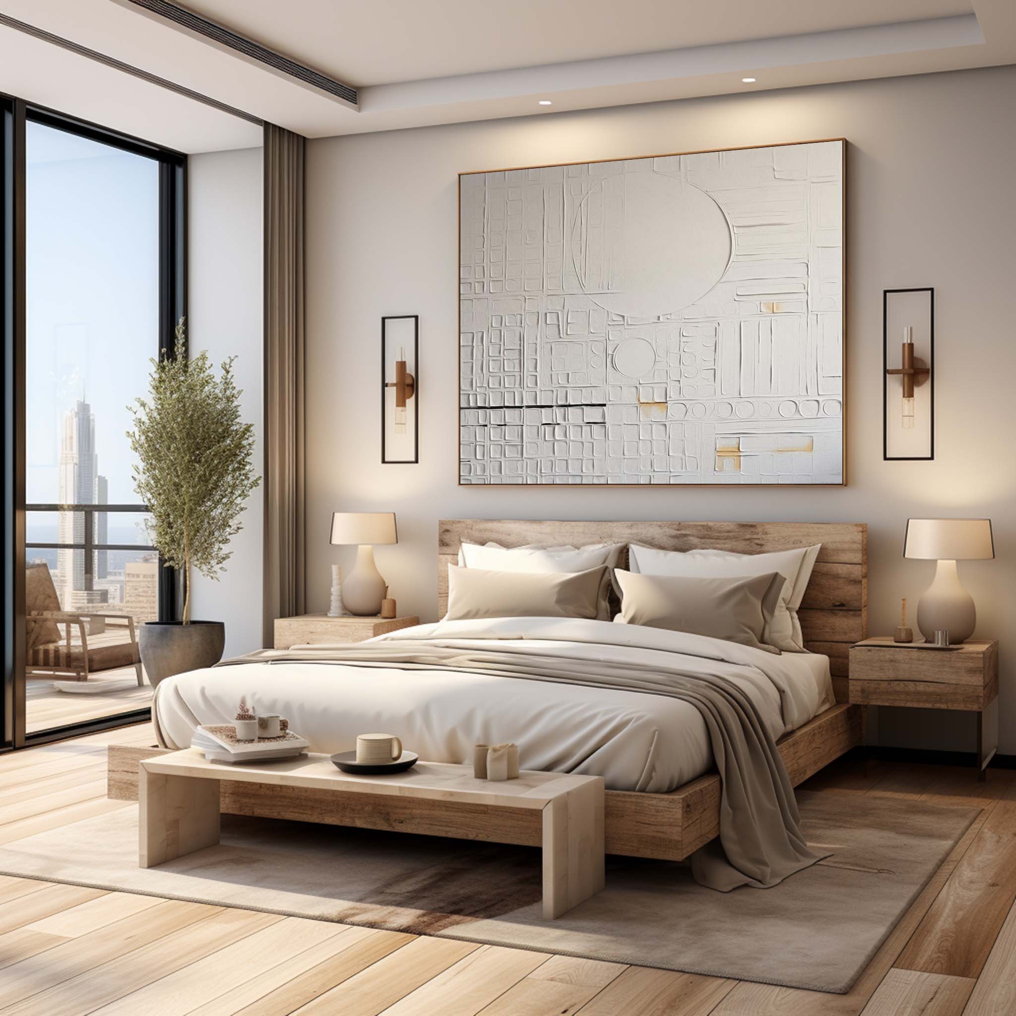 Plaster Art Painting hand - painted #HM181-Homemural