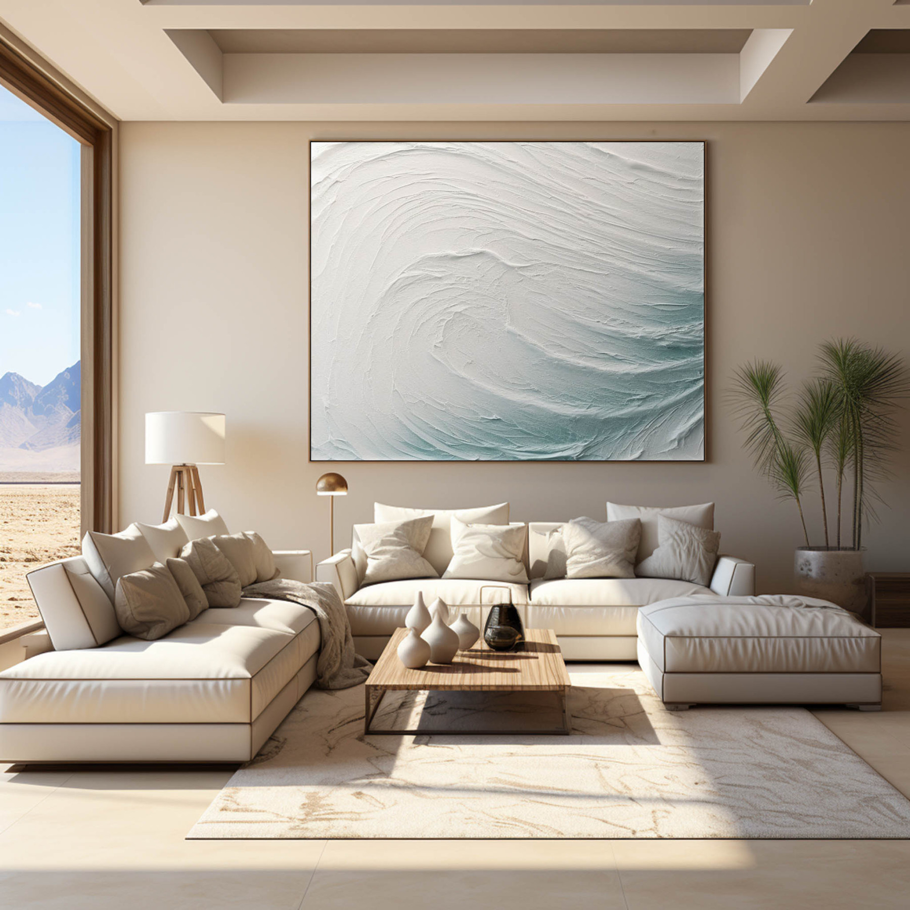 Plaster Art Painting hand - painted #HM376-Homemural