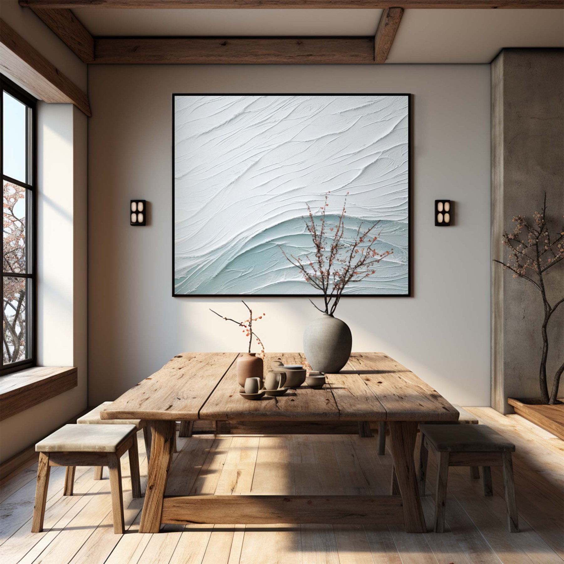 Plaster Art Painting hand - painted #HM384-Homemural