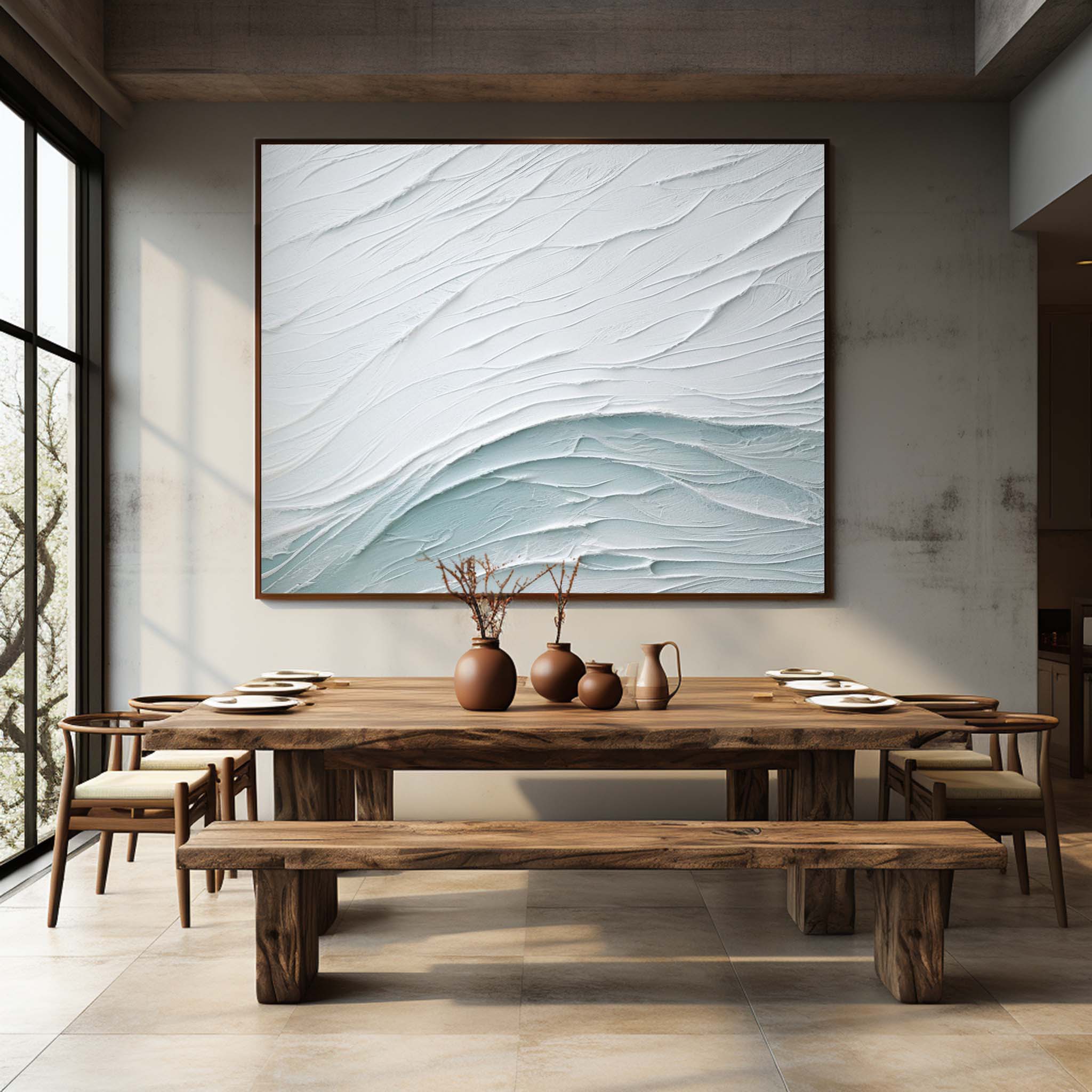 Plaster Art Painting hand - painted #HM384-Homemural